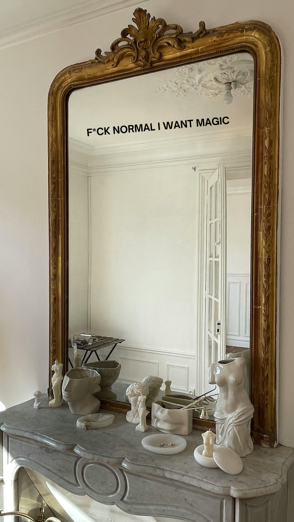 trendy black mirror sticker quote / f normal I want magic