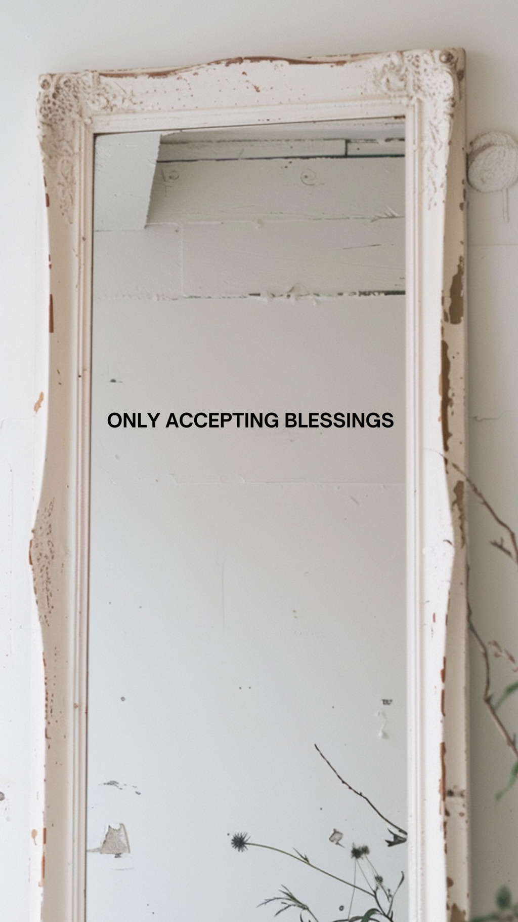 black mirror sticker / only accepting blessings