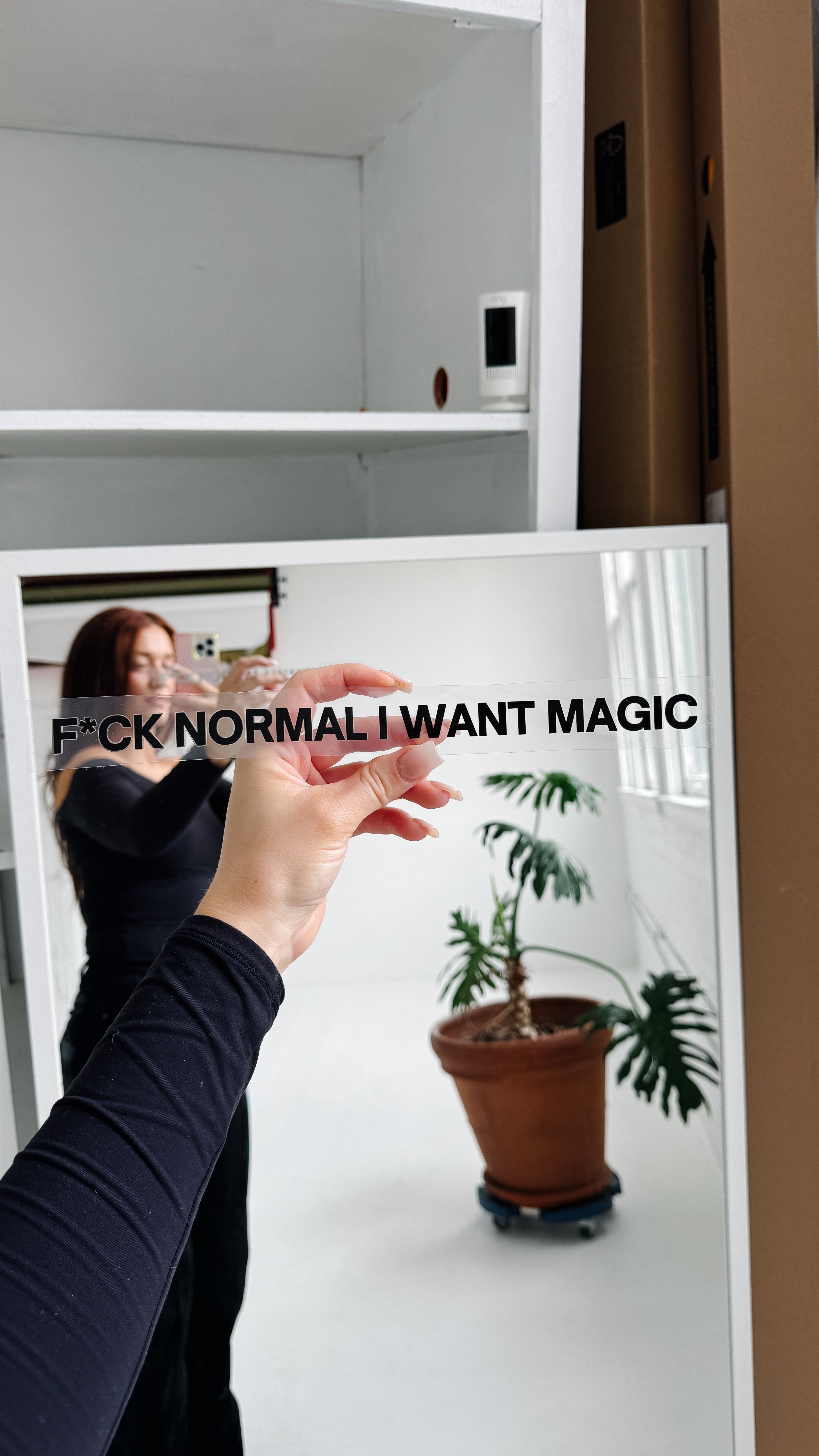 trendy black mirror sticker quote / f normal I want magic