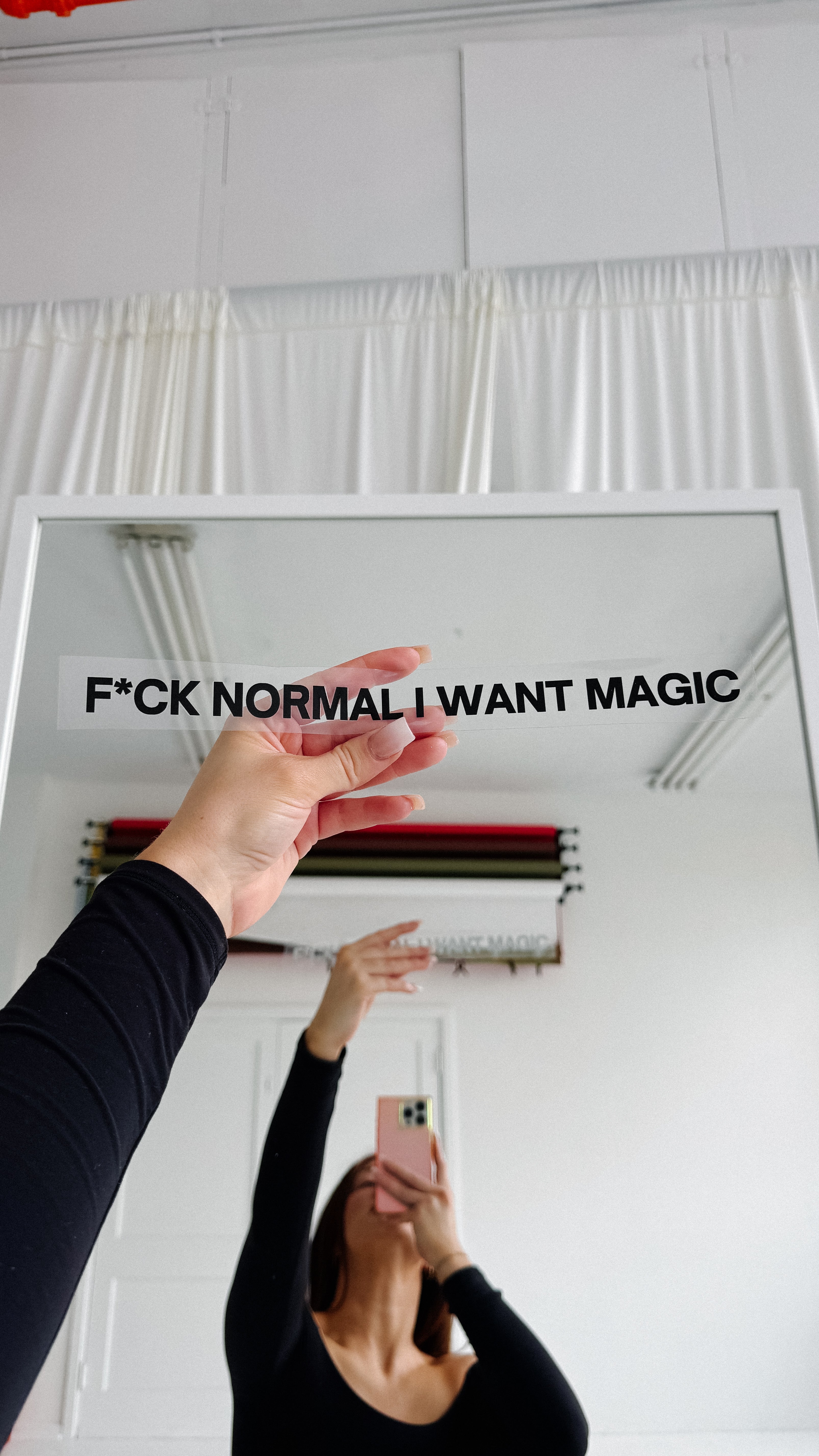 trendy black mirror sticker quote / f normal I want magic