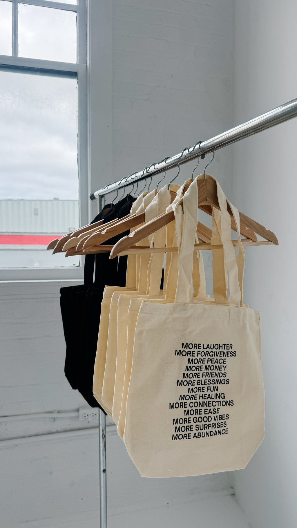 beige mini trendy canvas tote bag with pockets / you deserve the world