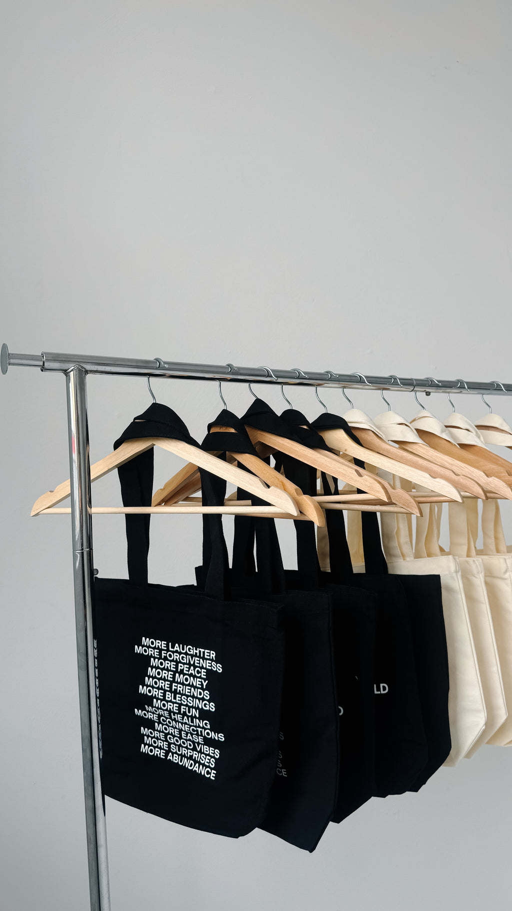 black mini trendy canvas tote bag with pockets / you deserve the world