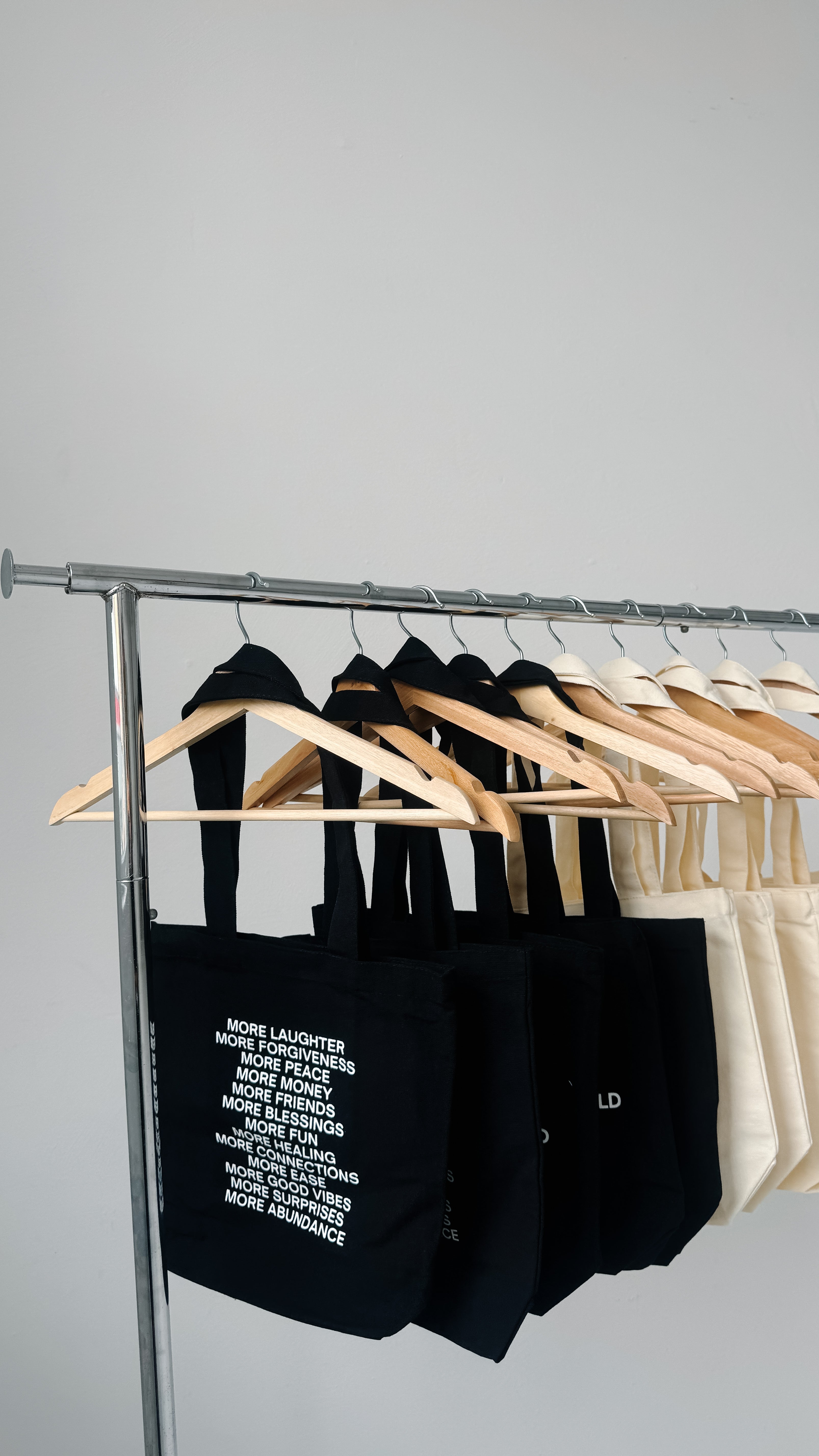 black mini trendy canvas tote bag with pockets / you deserve the world