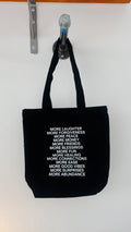 black mini trendy canvas tote bag with pockets / you deserve the world
