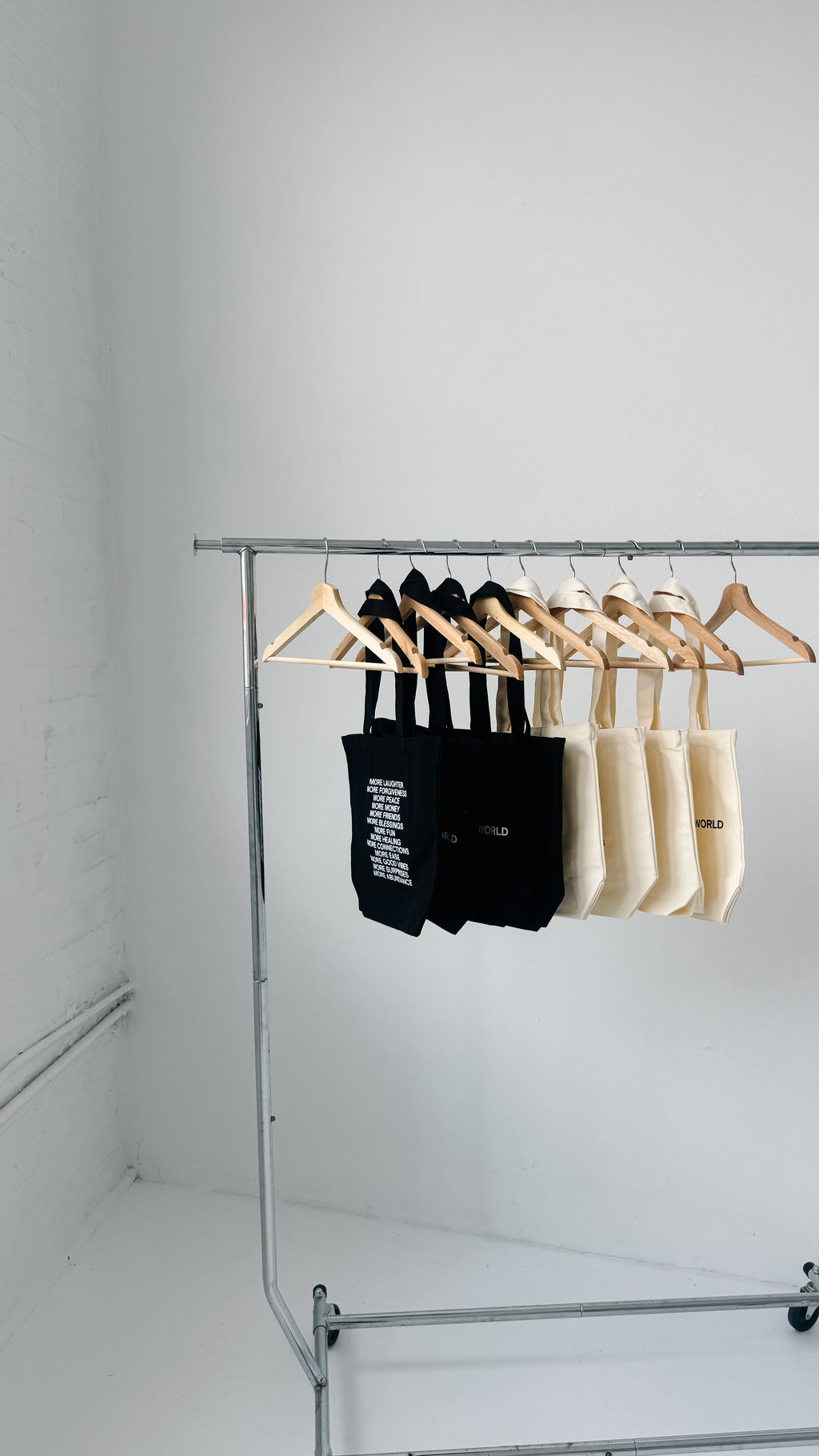 black mini trendy canvas tote bag with pockets / you deserve the world