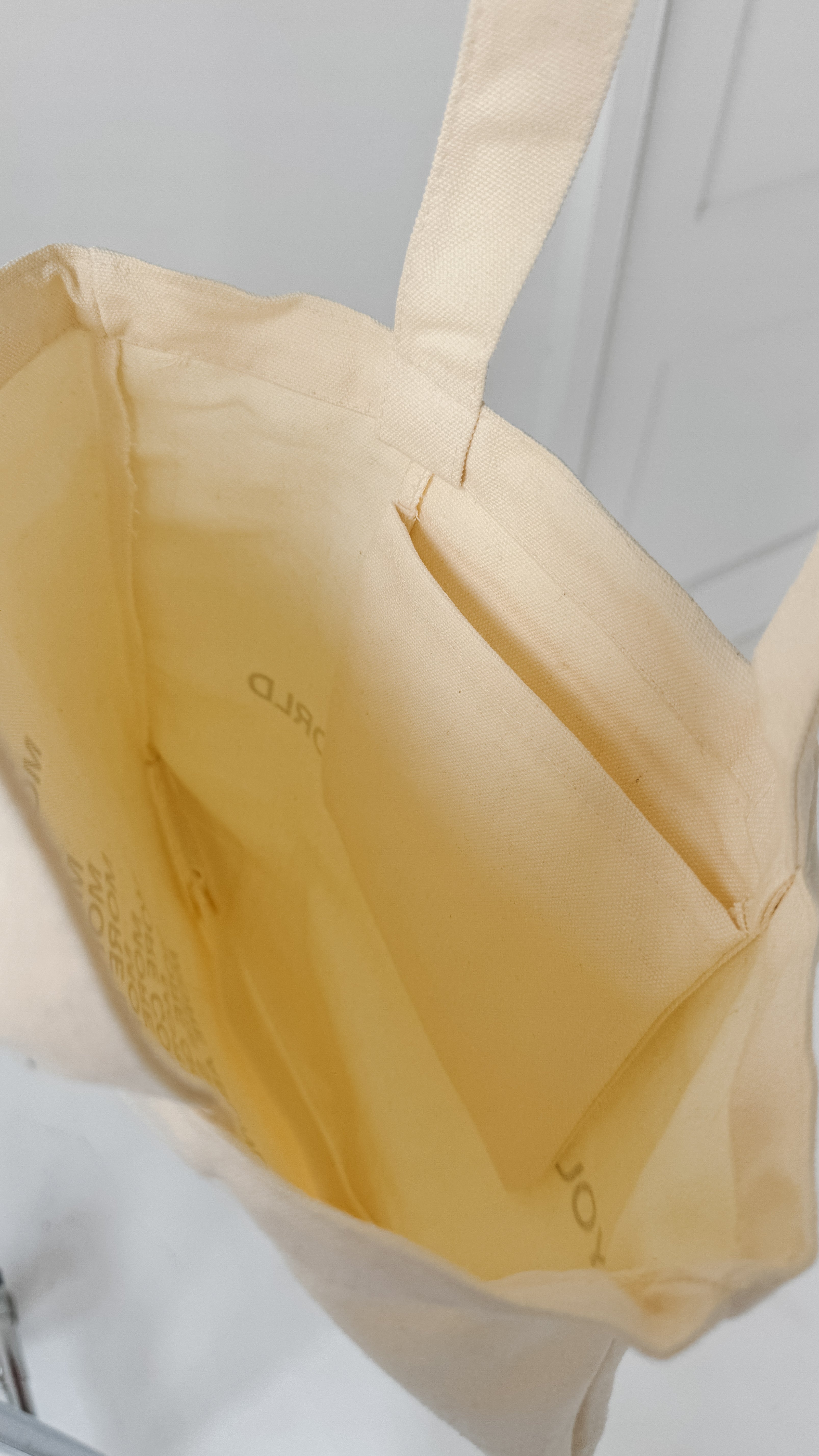 beige mini trendy canvas tote bag with pockets / you deserve the world