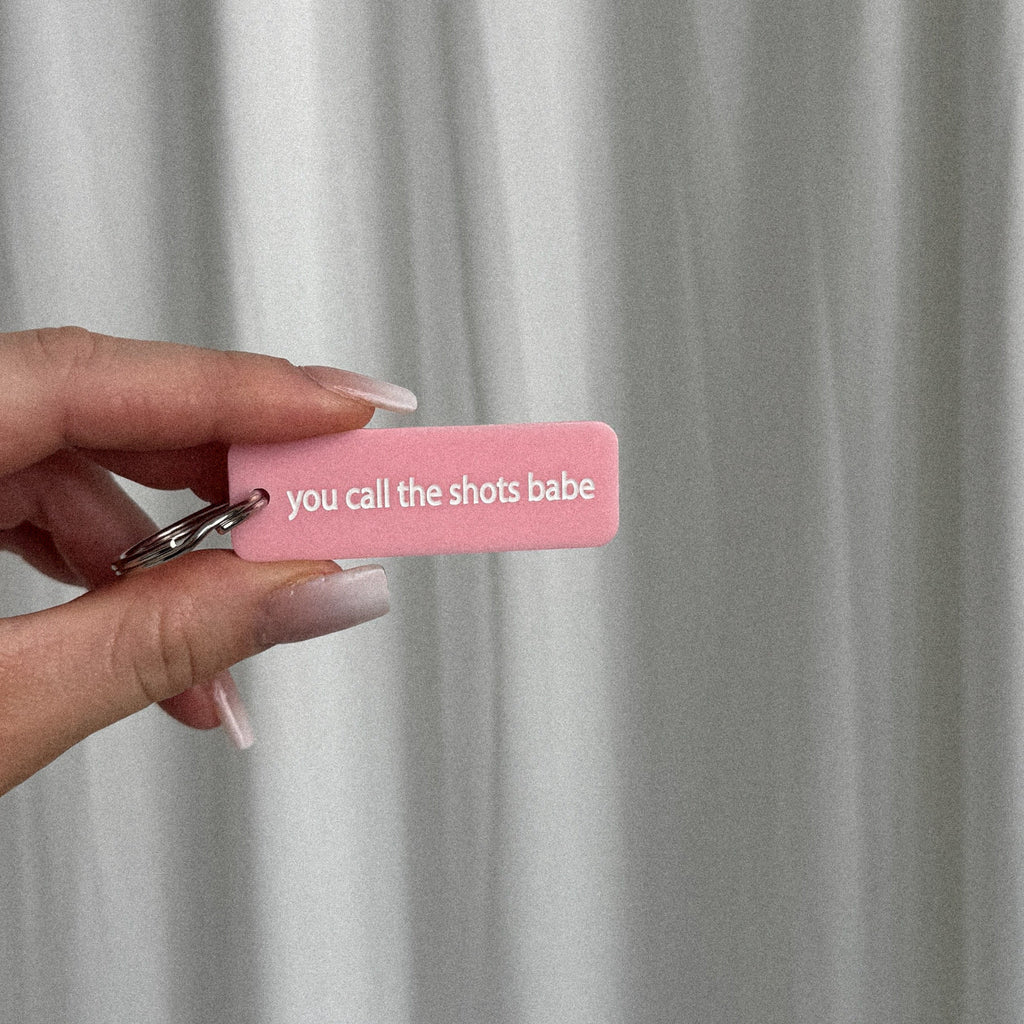 pink keychain, keychain with words, rectangle keychain, pink and white keychain, cute keychain, trendy keychain