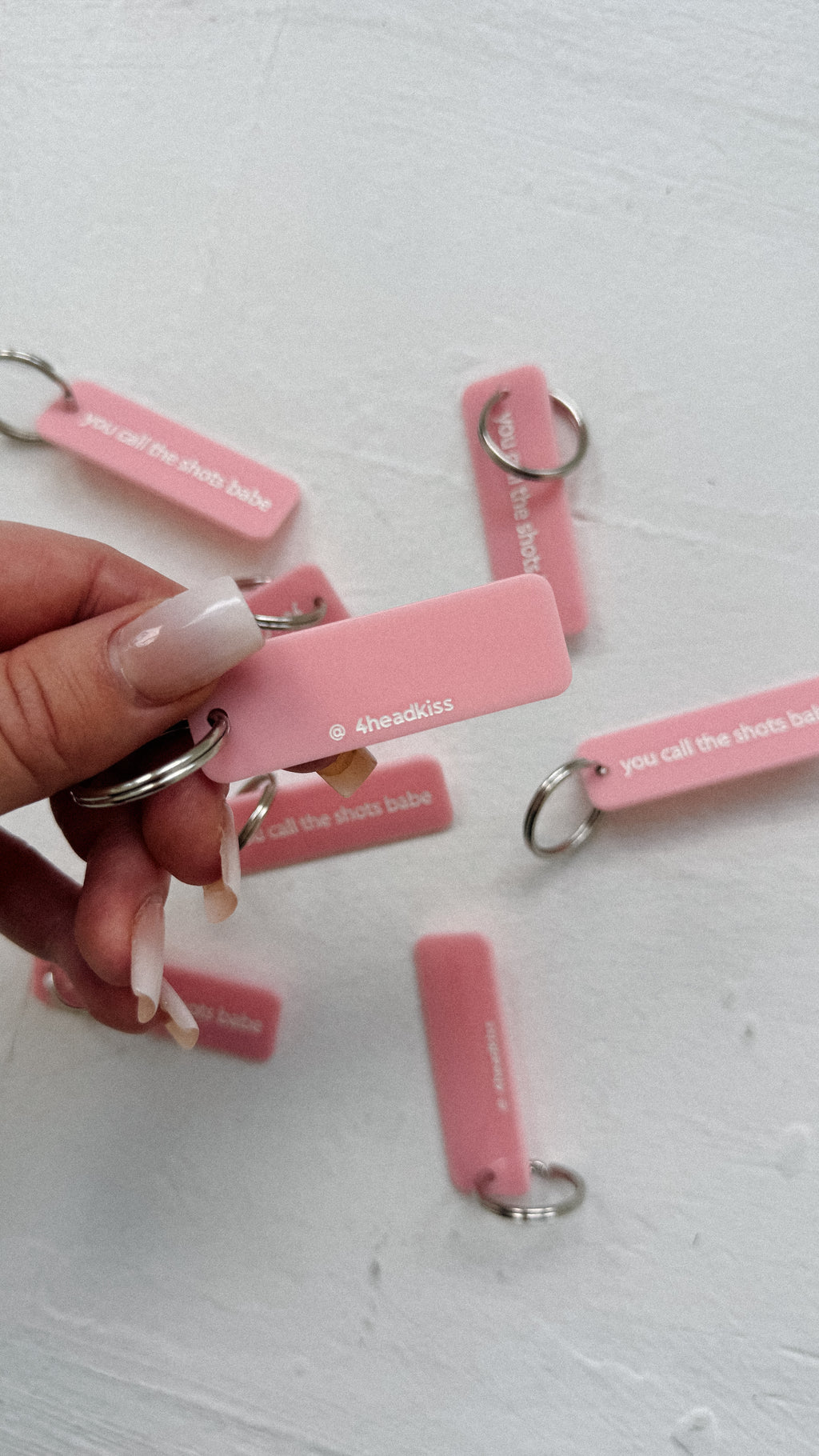 Pink Acrylic Keychain: You Call the Shots Babe, Rectangle Reminder