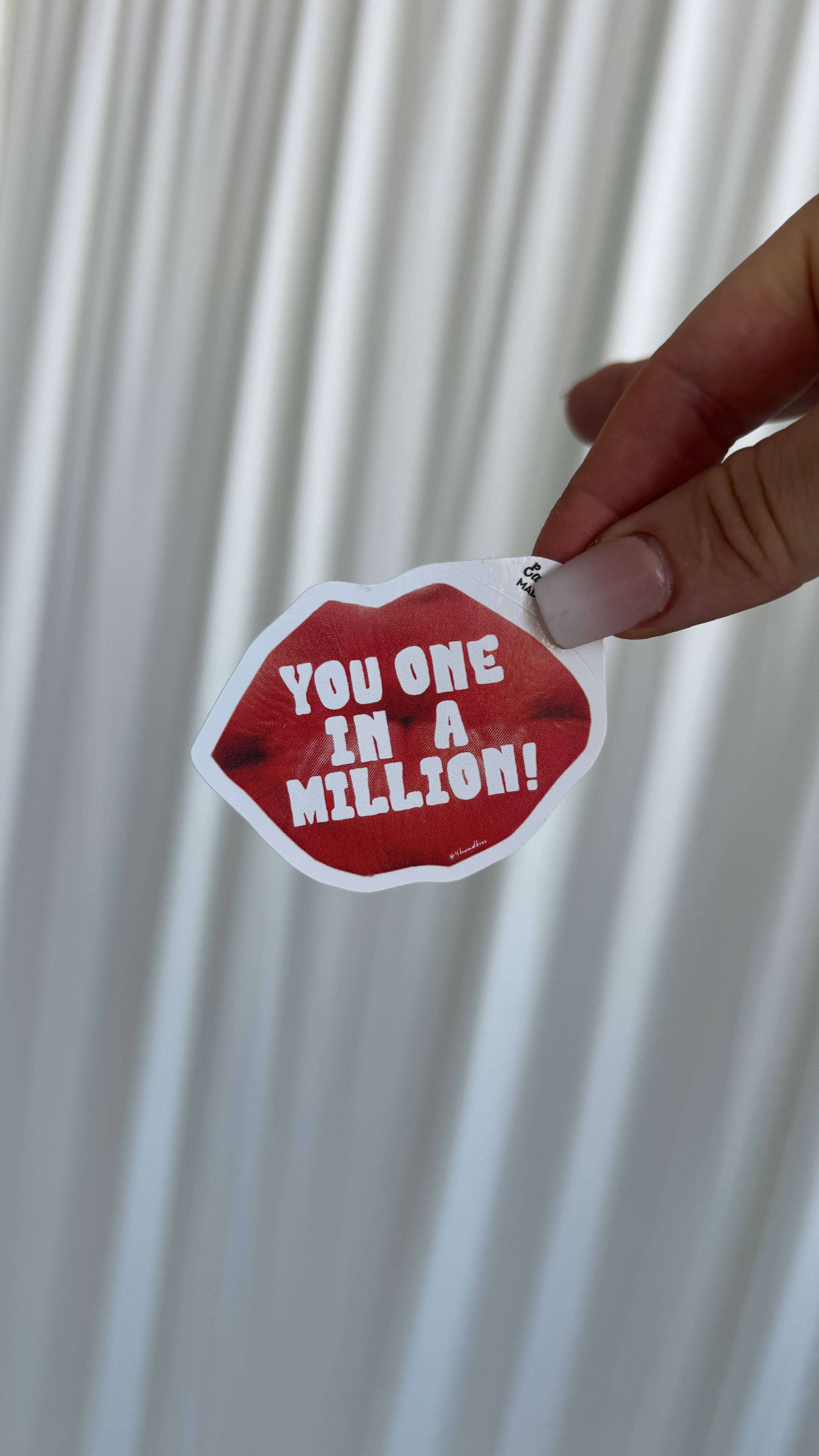 cute trendy red lip kiss sticker / you one in a million