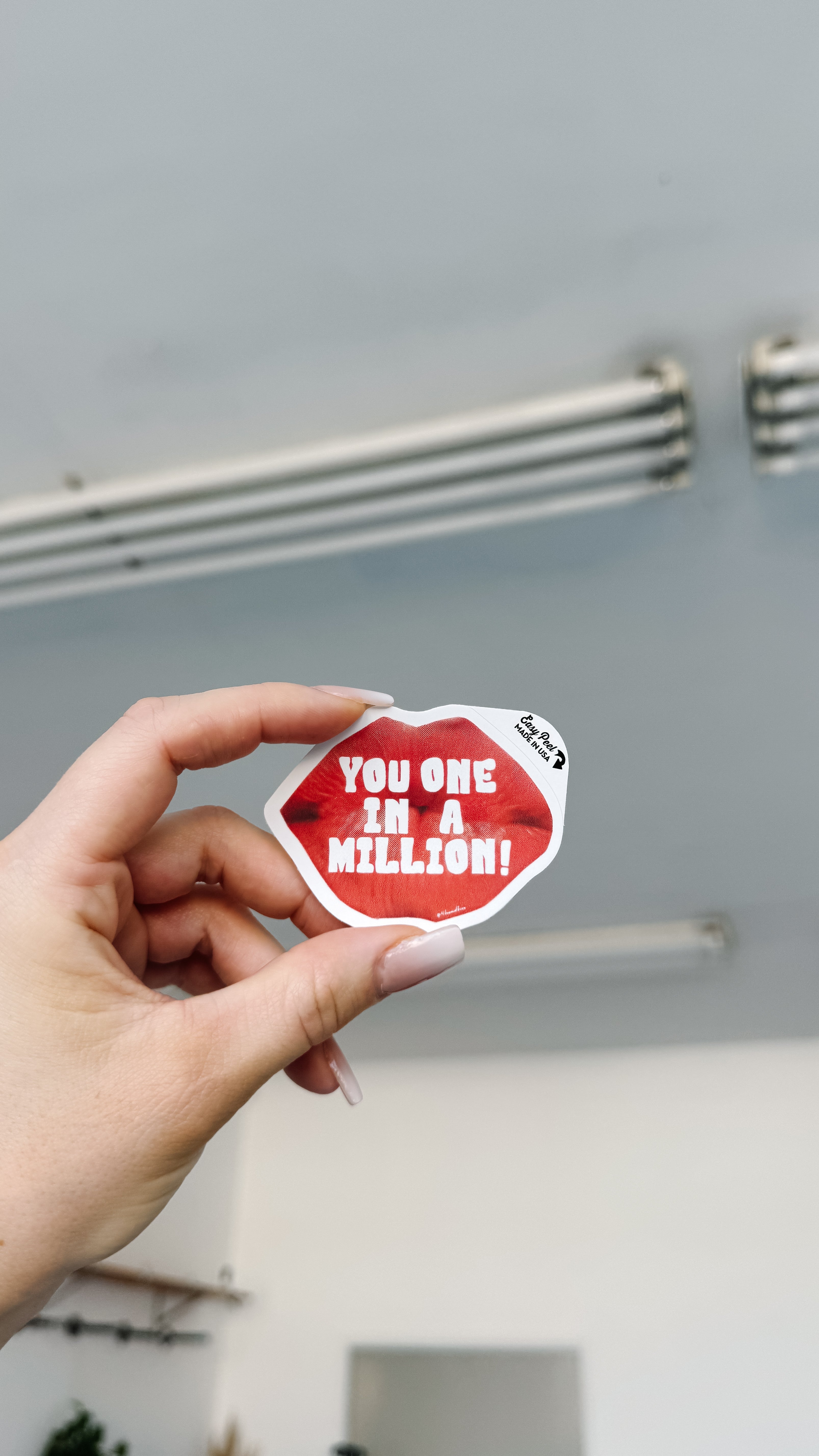 cute trendy red lip kiss sticker / you one in a million