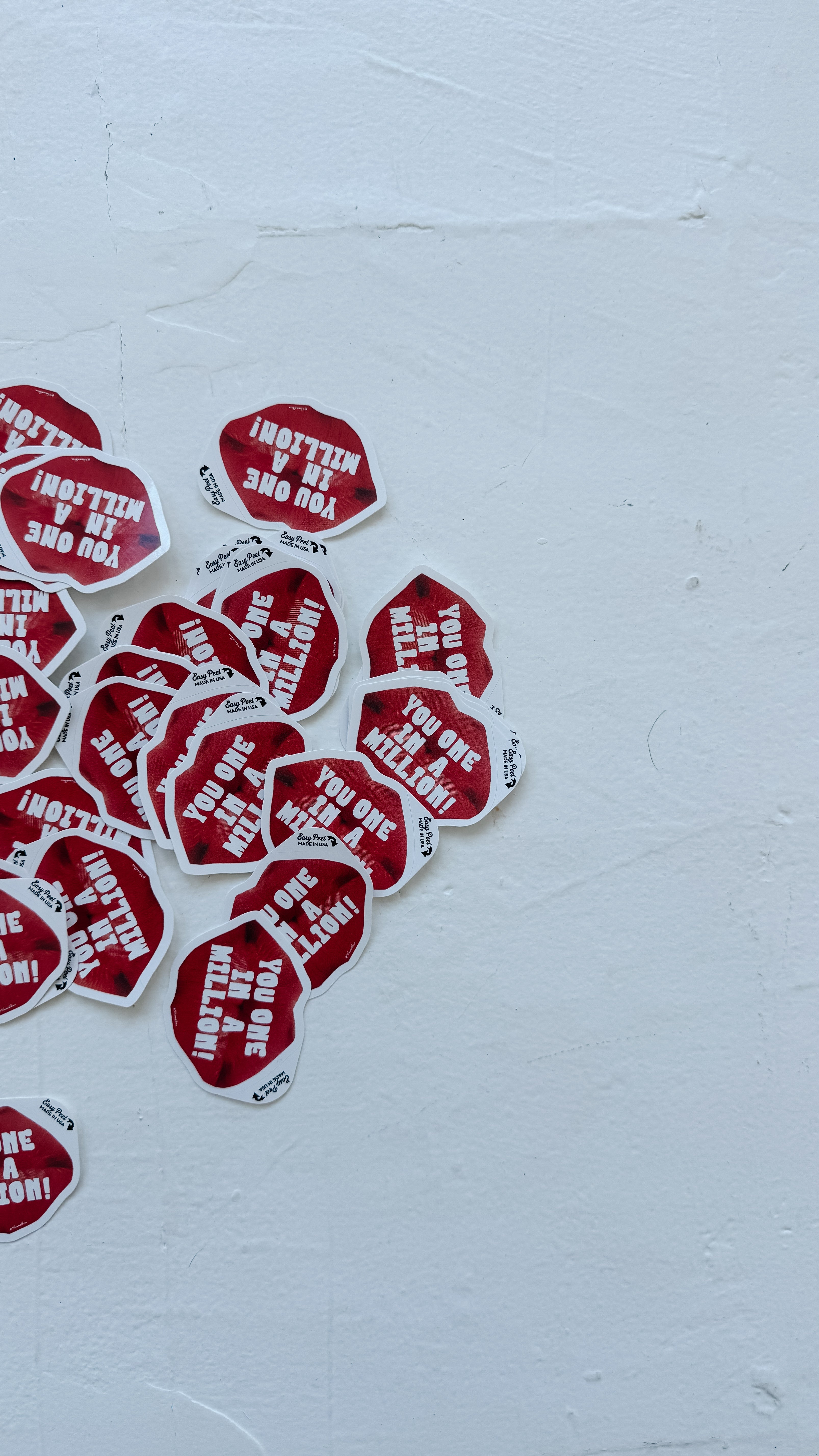 cute trendy red lip kiss sticker / you one in a million
