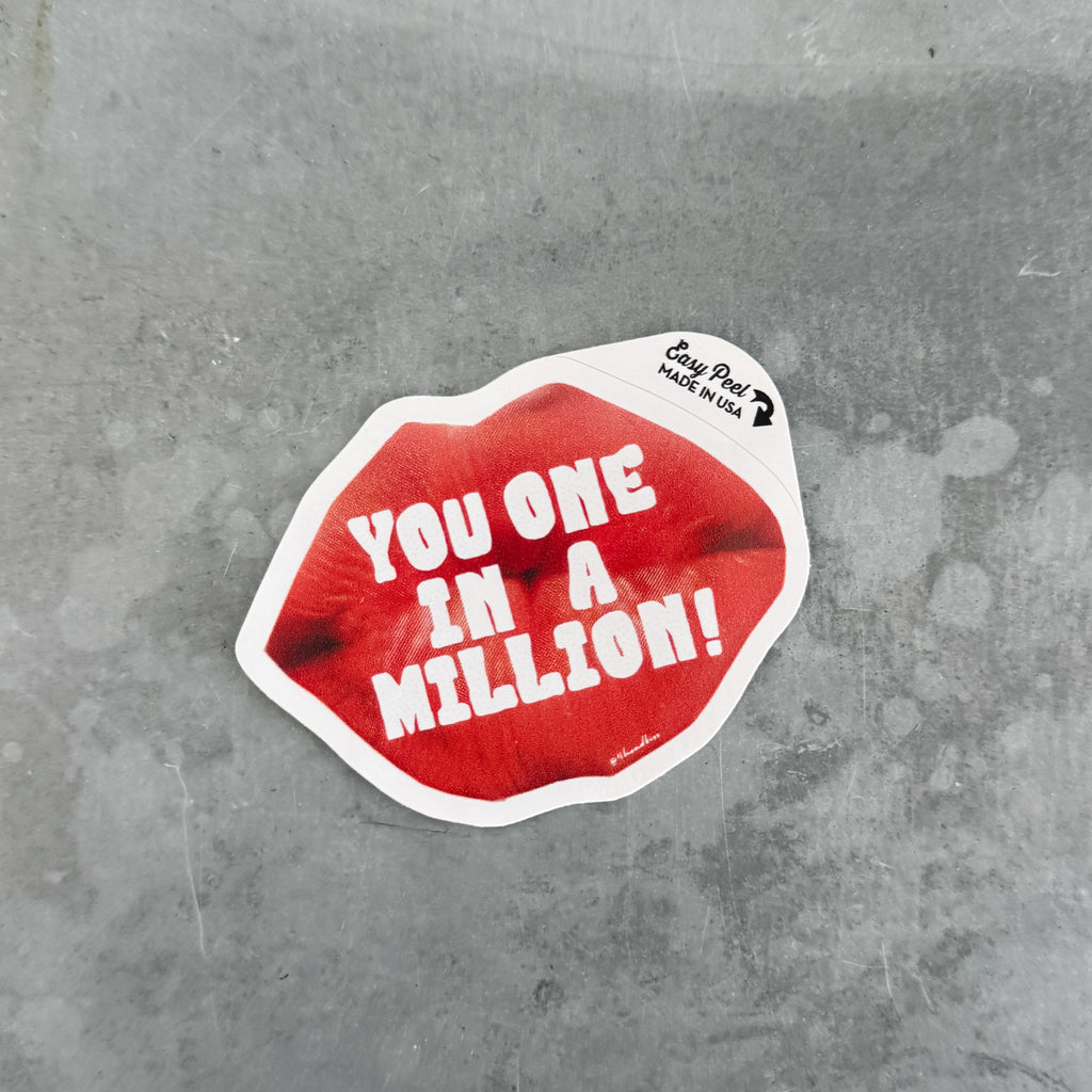 cute trendy red lip kiss sticker / you one in a million