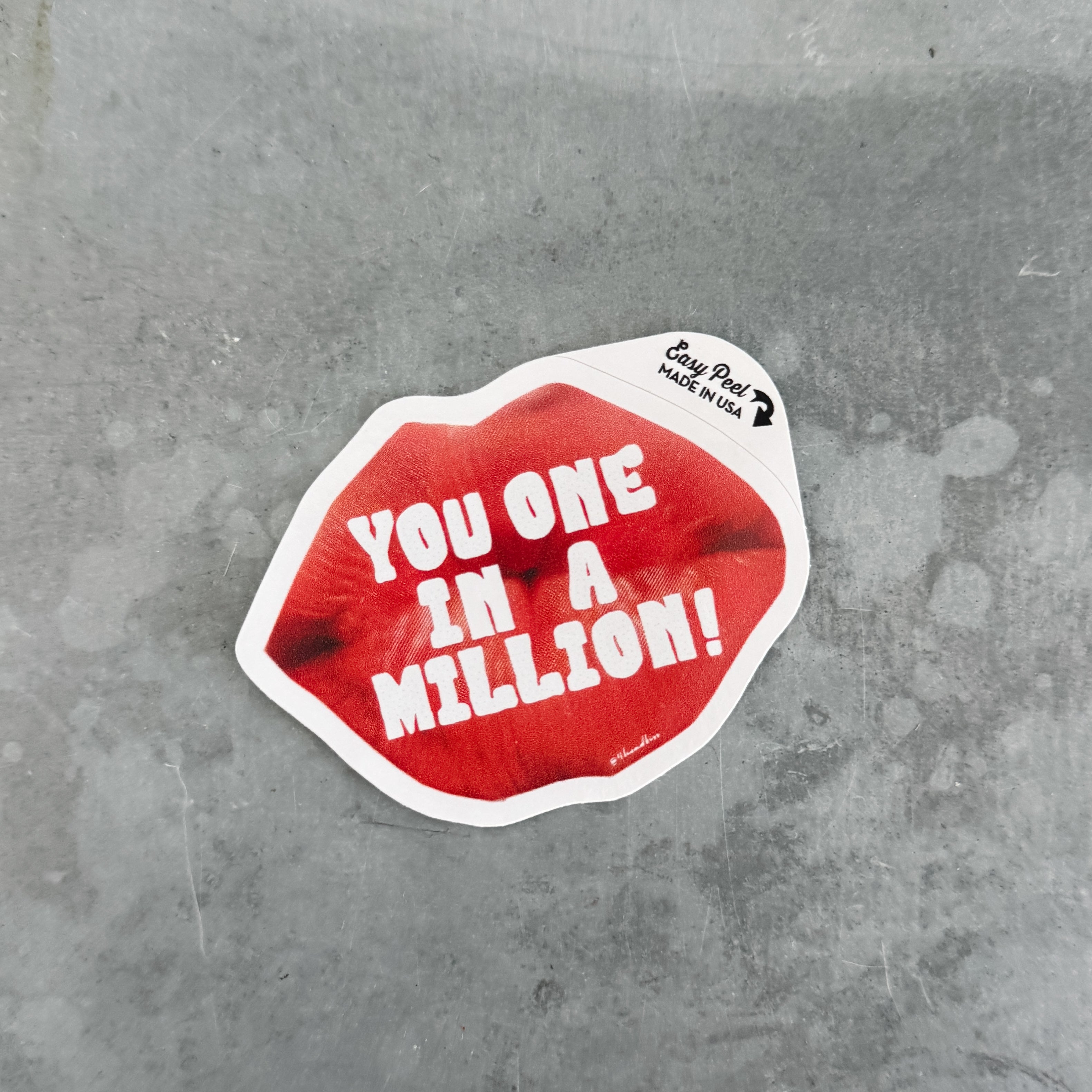 cute trendy red lip kiss sticker / you one in a million