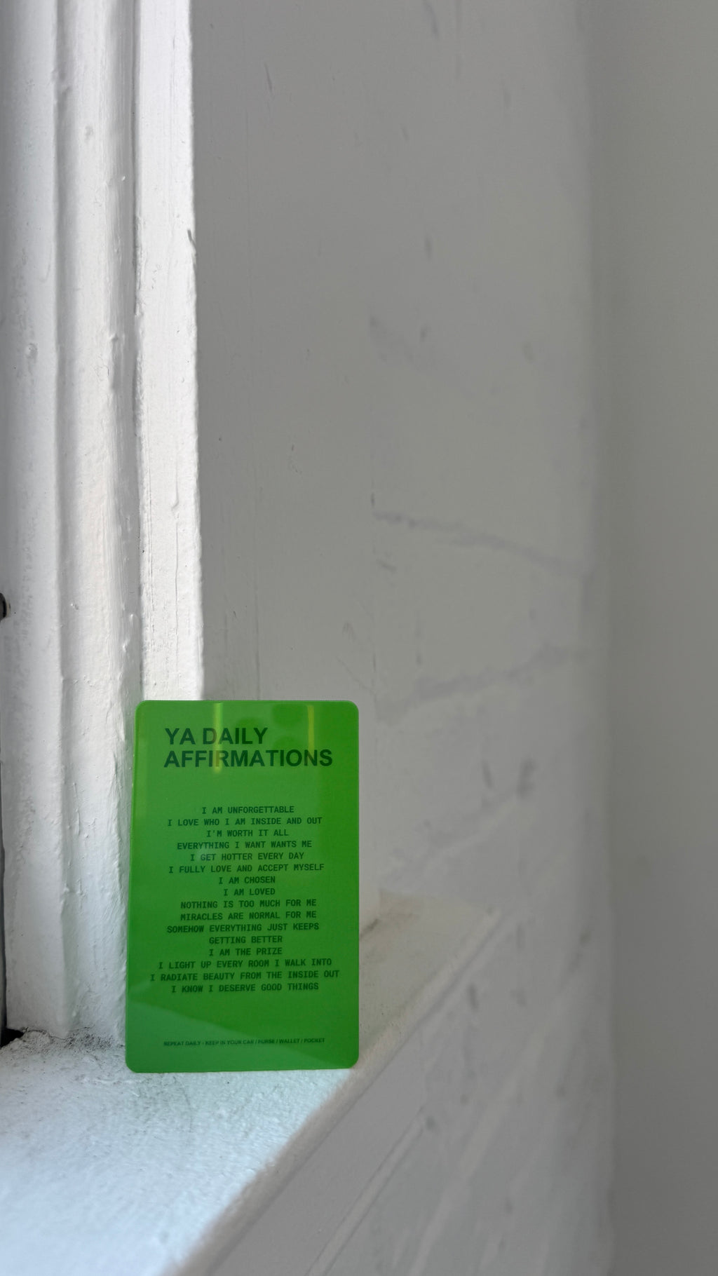 The confident af daily affirmations carry everywhere card