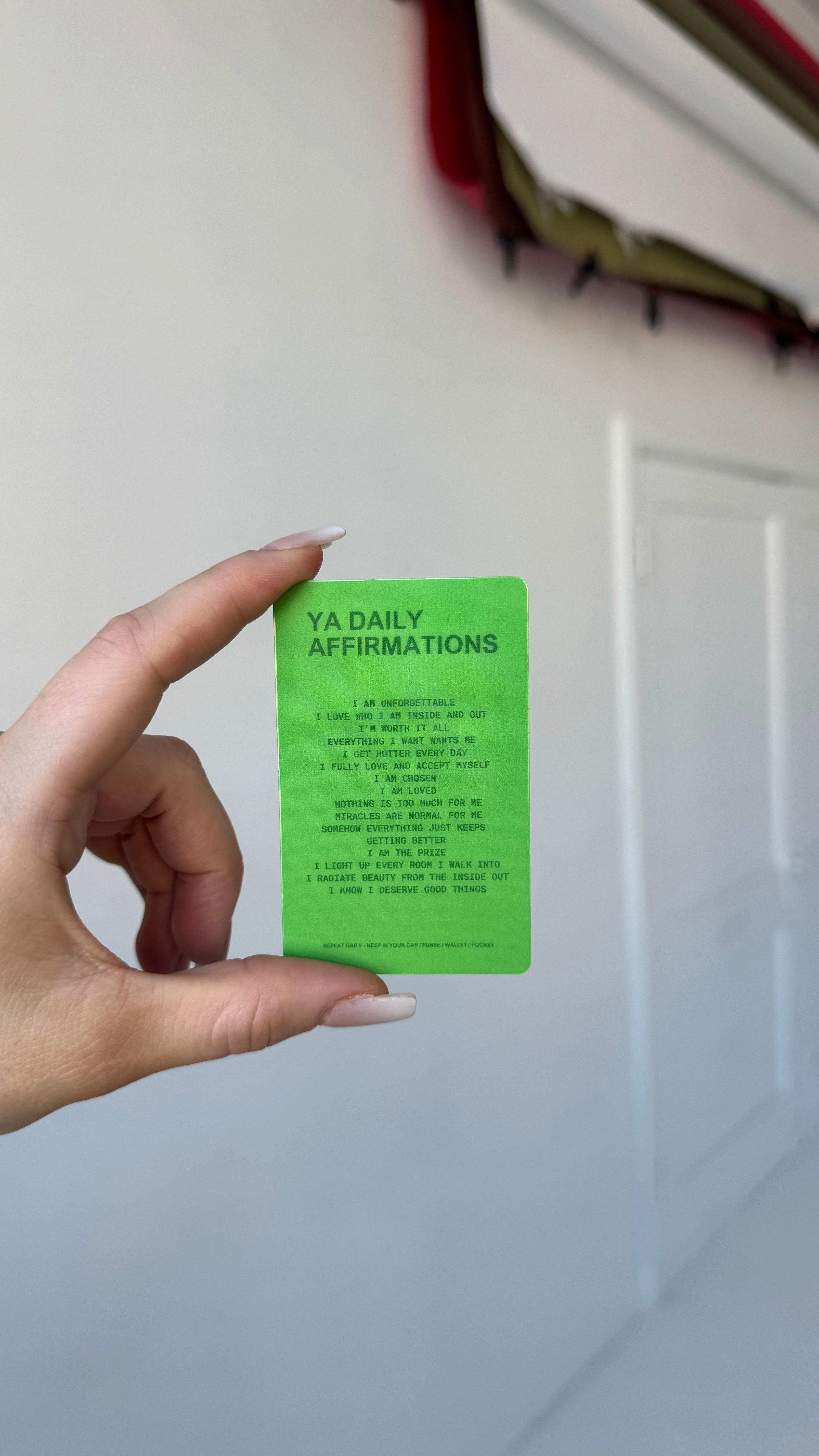 The confident af daily affirmations carry everywhere card