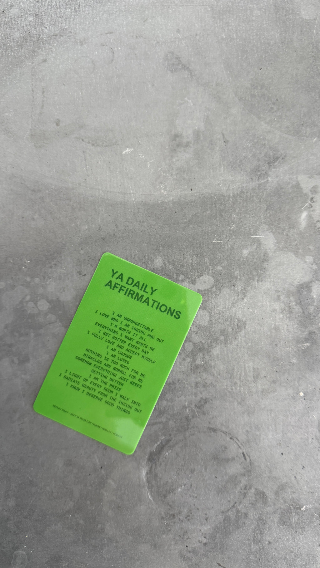 The confident af daily affirmations carry everywhere card
