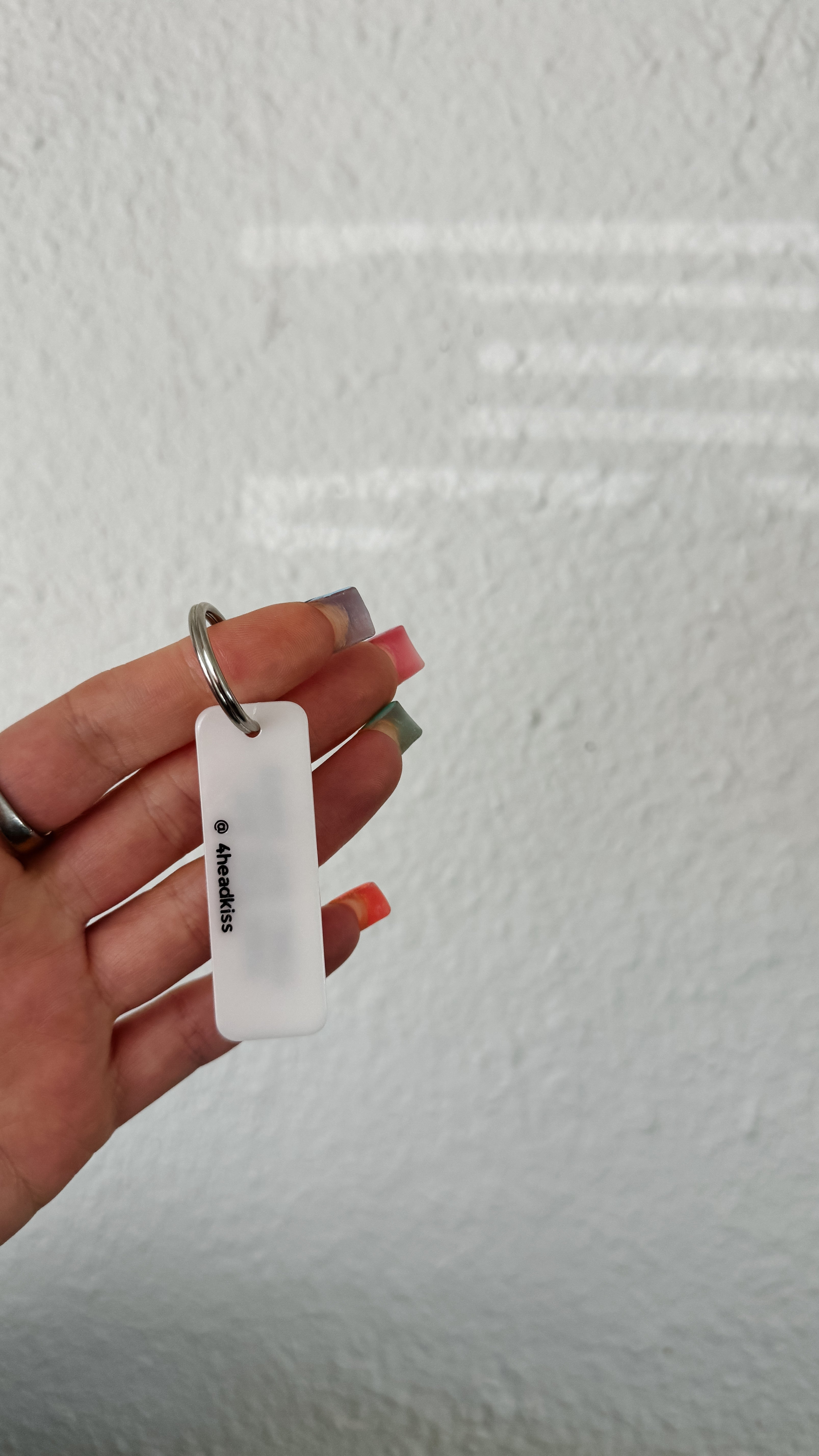 cute white sparkle rectangle keychain / the sky aint even the limit